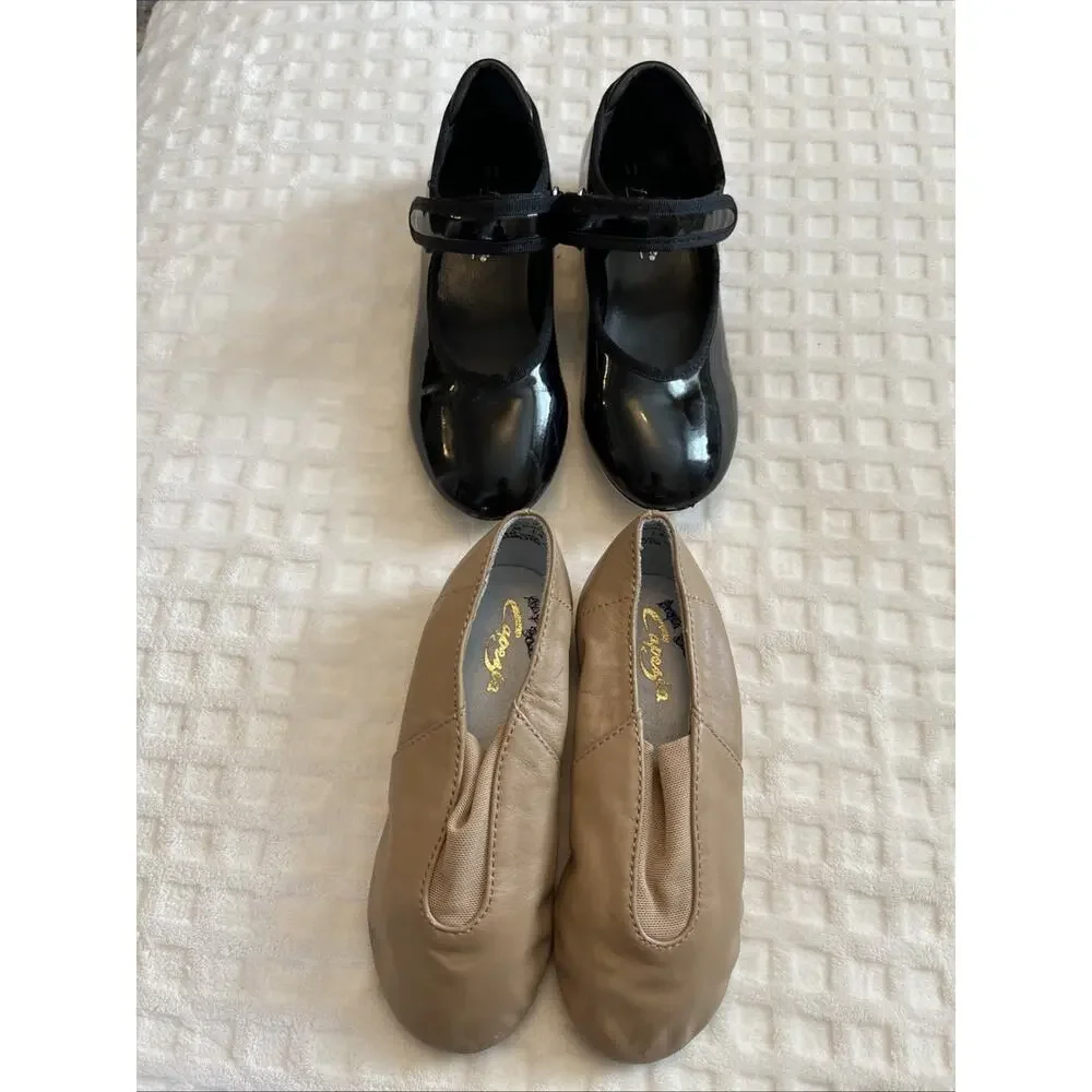 Freestyle Danskin Tap Girls Sz 11 11.5 Adjustable Strap Capezia Jazz Shoes LOT